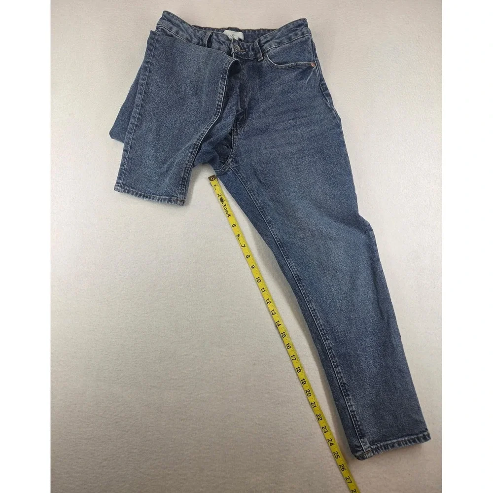 HM Womens High Waisted Mom Jeans Medium Wash Blue Tapered Leg Size 6
